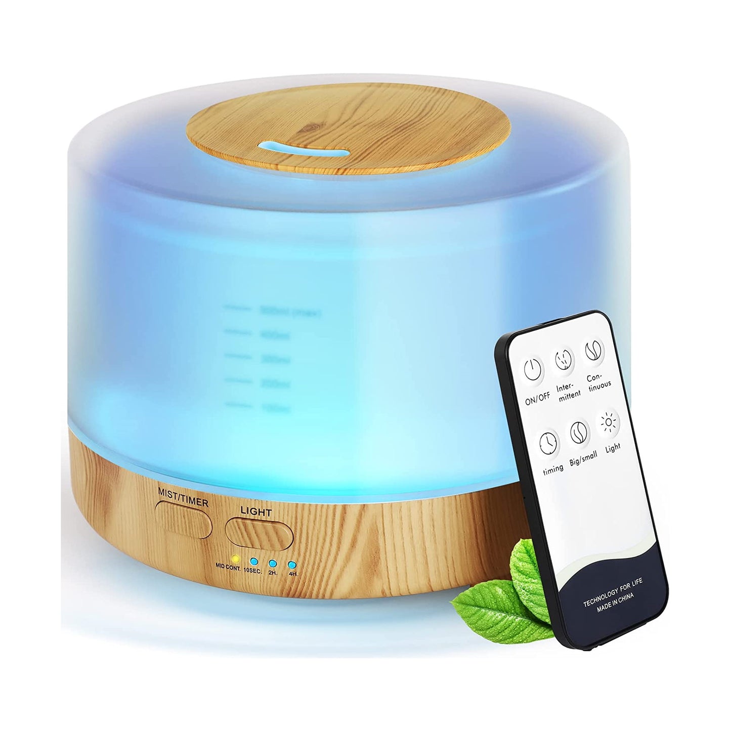 Diffusore di aromi e umidificatore d'aria 500 ml con 7 LED multicolori e telecomando