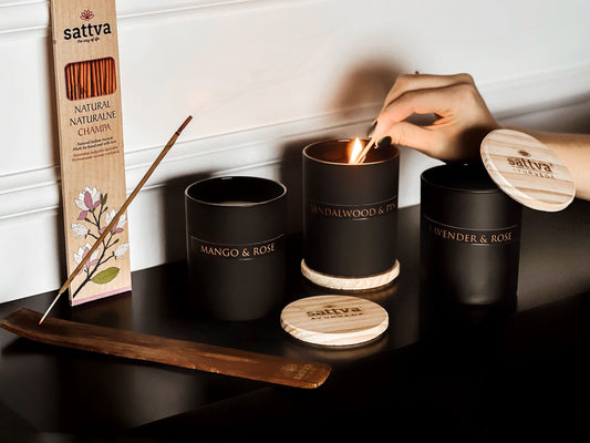 Organic Soy Aroma Candle – Lavender & Indian Rose 180g