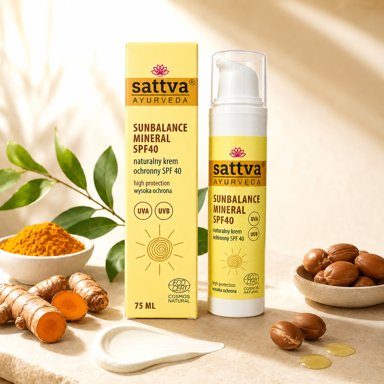 Natural SunBalance Mineral Sunscreen SPF 40 – Turmeric, Argan Oil & Aloe Vera 75ml