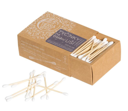 Organic Cotton Bamboo Stick Ear Swabs 200 pcs