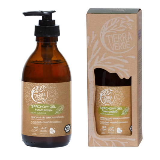 Organic Shower gel Essence of Freshness with Litsea Cubeba 230 ml (glass bottle)
