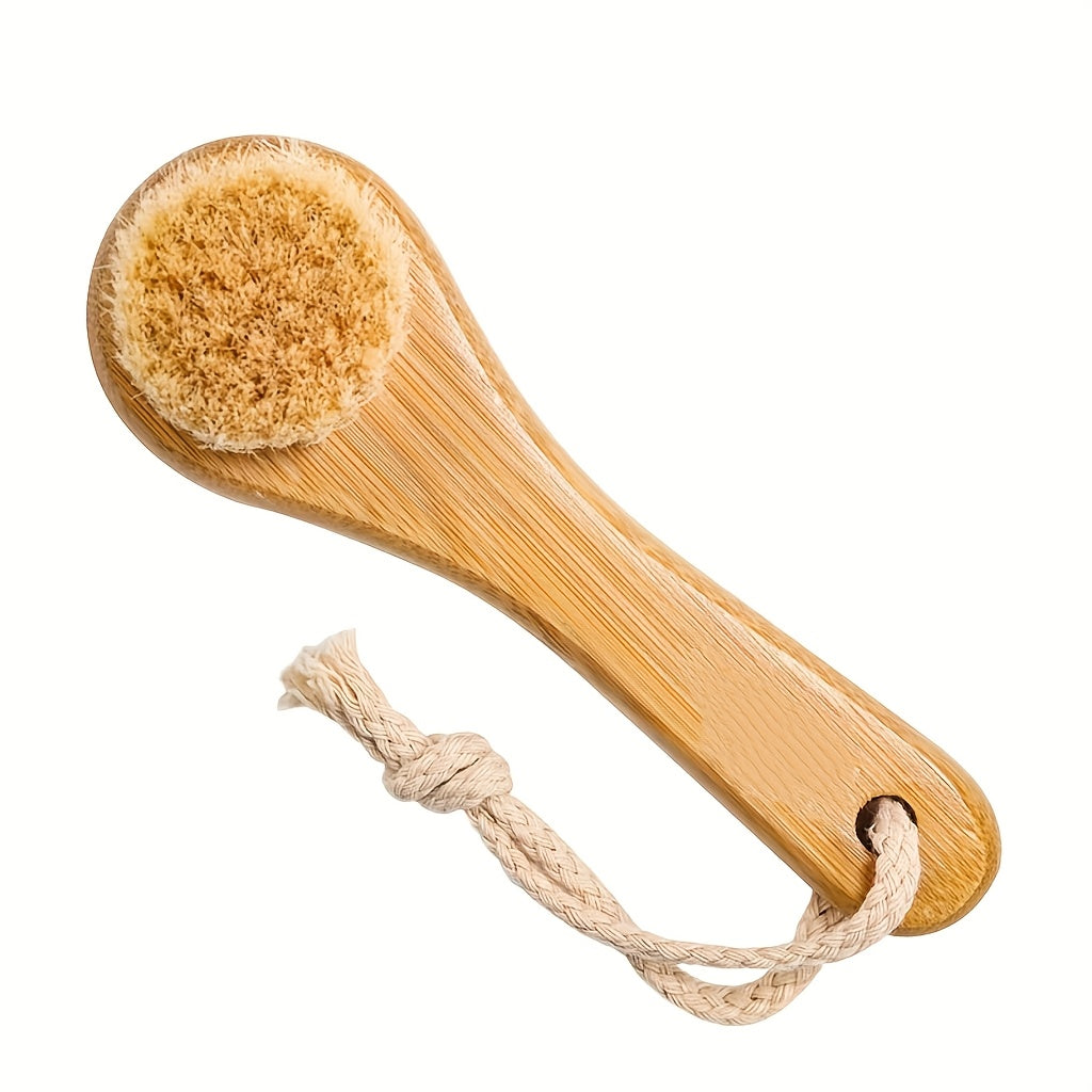 Spazzola facciale in crine di cavallo con manico in bambù naturale da 14 cm