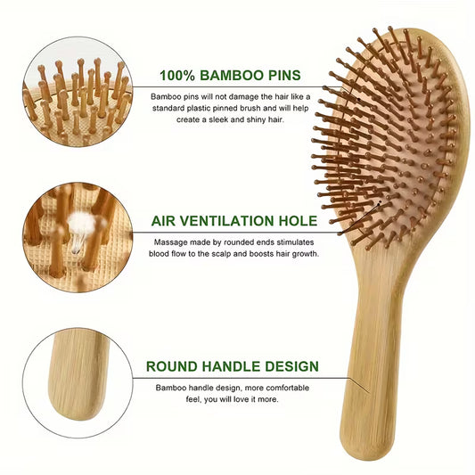 Bamboo Oval Hairbrush 25cm