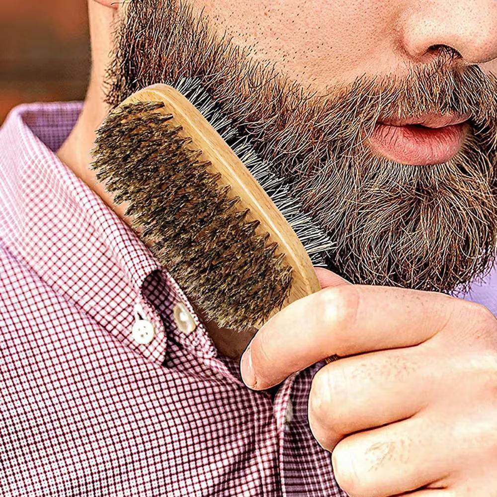 Natural Wooden Dual-Sided Beard & Hair Brush 22cm