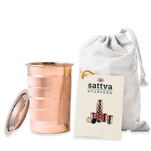 Bicchiere con coperchio a strisce di rame da 350 ml