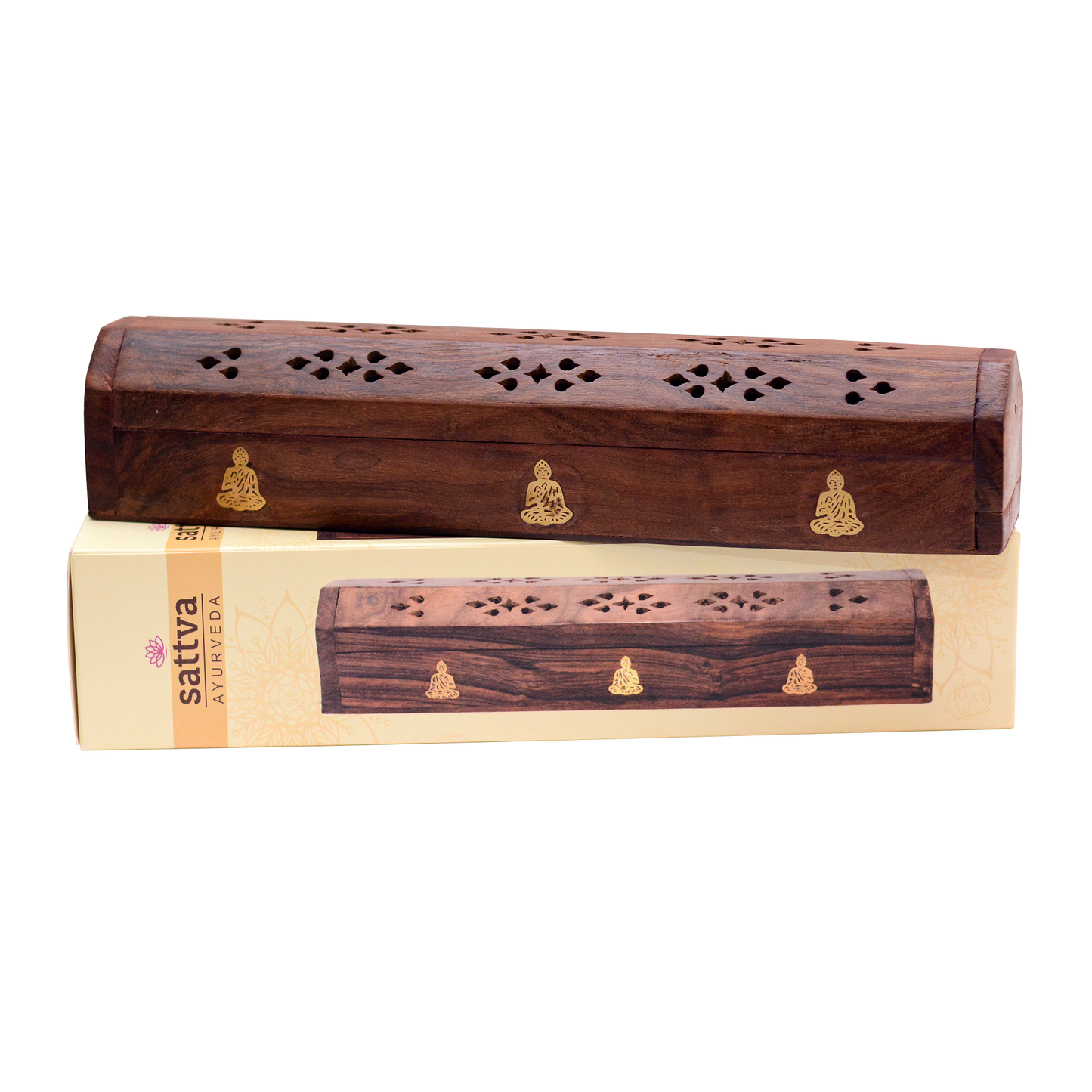 Wooden Aroma Incense Holder Box - Budda