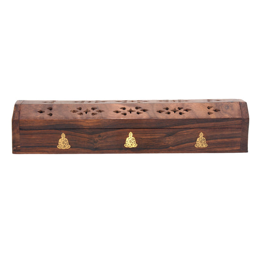 Wooden Aroma Incense Holder Box - Budda