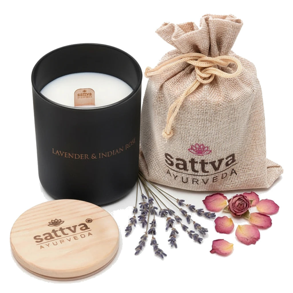 Organic Soy Aroma Candle – Lavender & Indian Rose 180g