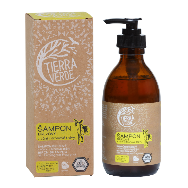 Organic Birch Shampoo with Lemongrass Scent 230 ml (glass bottle)