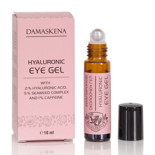 Гель для век Damaskena Pure Rose с гиалуроновой кислотой, экстрактом водорослей и кофеином, 10 мл