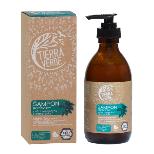 Organic Nettle Shampoo with Rosemary and Orange Scent 230 ml (glass bottle)