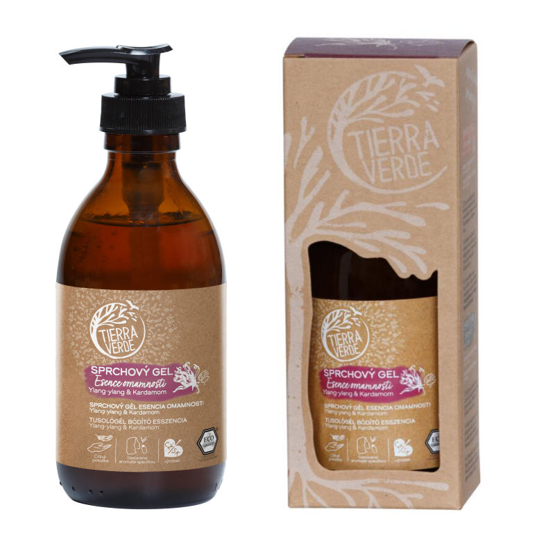 Gel doccia biologico Essenza della Passione con Ylang-ylang e Cardamomo 230 ml (flacone in vetro)